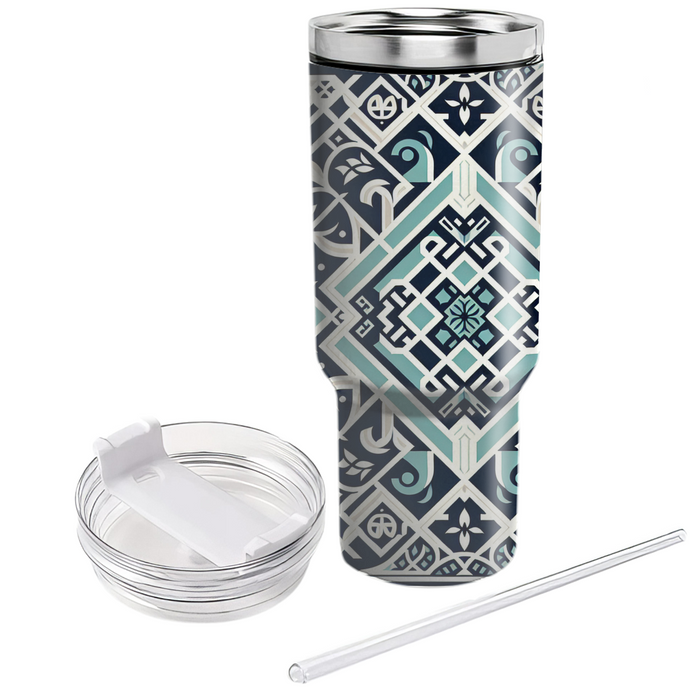 Diamond Lattice Floral Symphony  Unique Tumblers