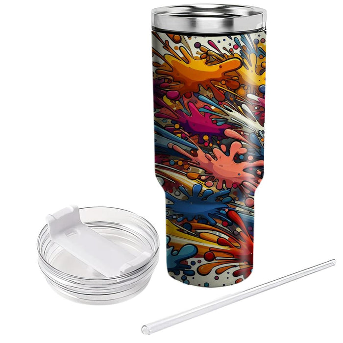 Artistic Splash Paint  Tumblers With Lids