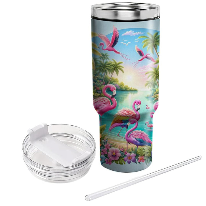 Whimsical Flamingo Paradise  Tumbler Cups