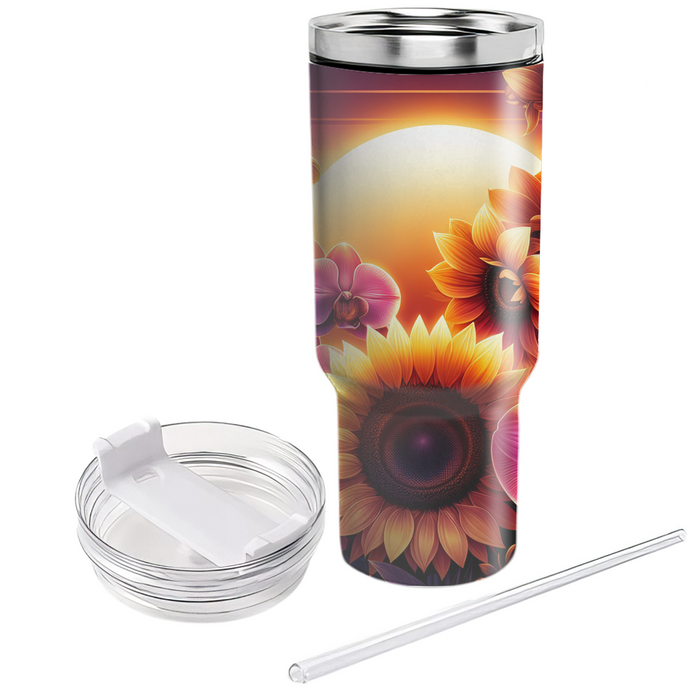 Sunset Floral Harmony  Tumblers With Lids