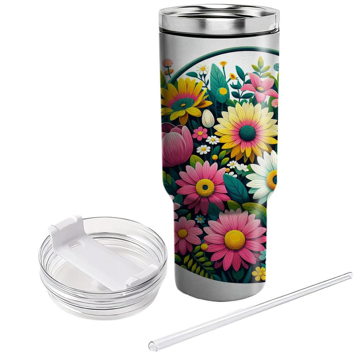 Bright Floral Garden  Tumbler Cups