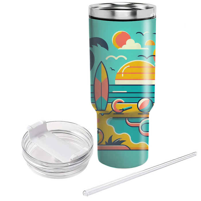 Vibrant 80s Surf  Personalized Tumblers