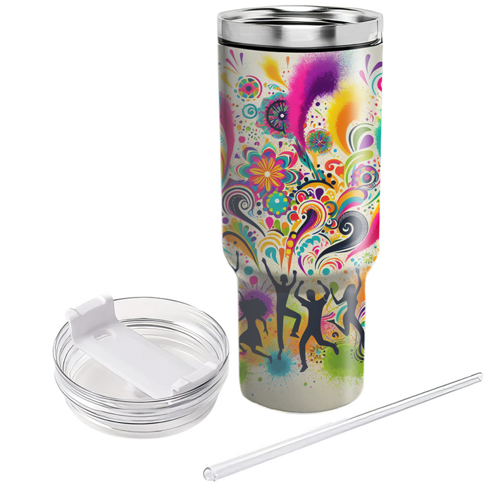 Whimsical Festival Of Colors Tumblers With Lids