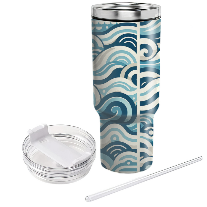 Stylized Ocean Waves Decorative Tumblers