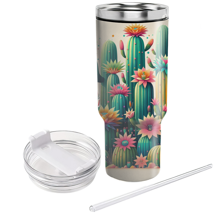 Blooming Cacti  Tumblers With Lids