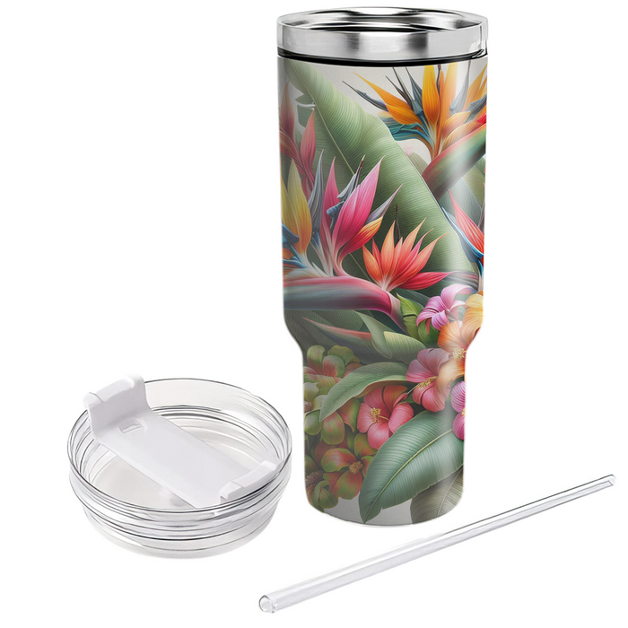 Vibrant Tropical Flora  Tumblers With Lids