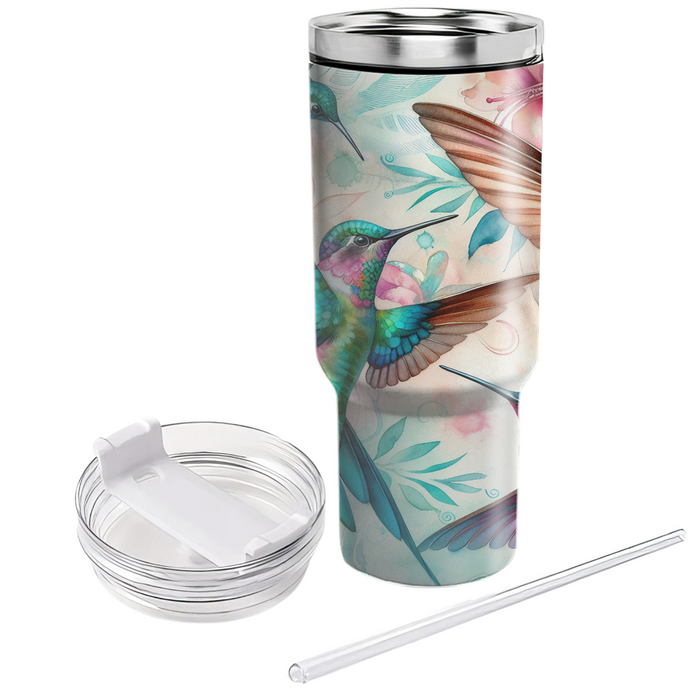 Watercolor Hummingbird Harmony  Personalized Tumblers