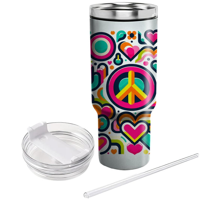 Vibrant Peace Signs  Tumbler Cups