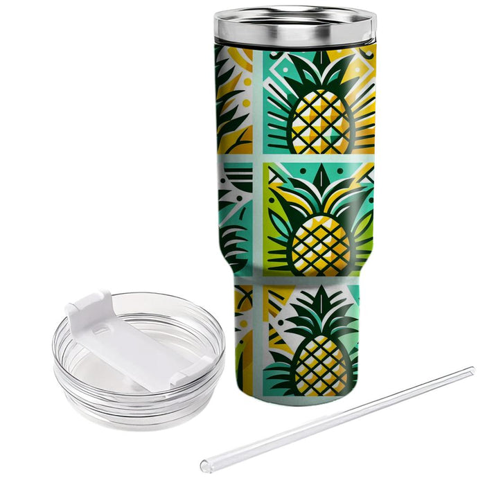 Tropical Pineapple Grid  Tumblers For Gifts