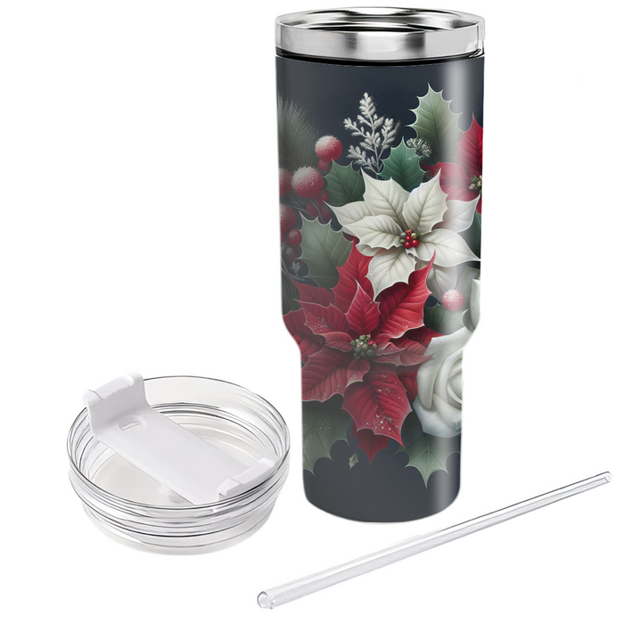 Winter Floral Wonder  Tumblers With Lids