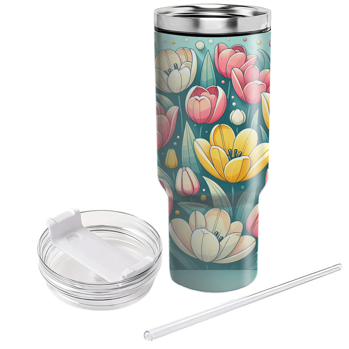 Whimsical Tulip Field  Tumblers With Lids