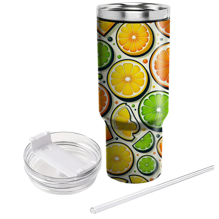 Sunny Citrus Slice Pattern  Personalized Tumblers