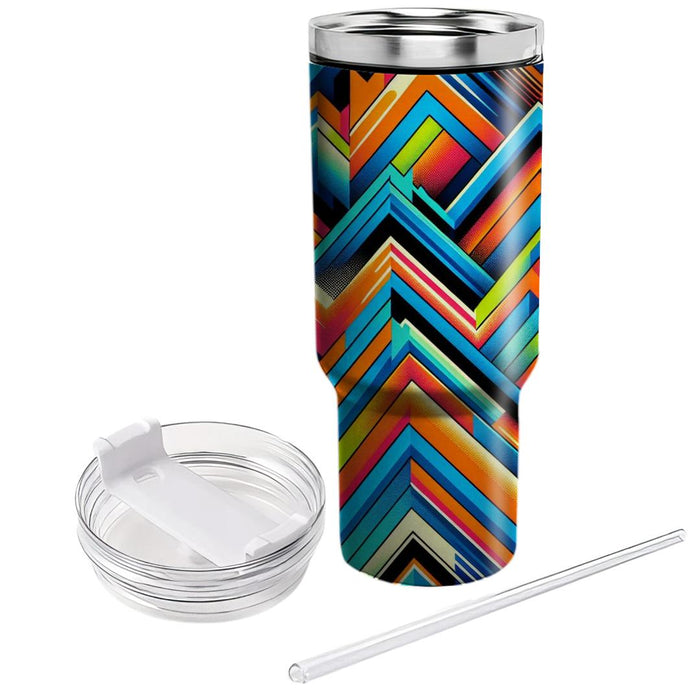 Zigzag Stripes Of Energy  Travel Tumblers