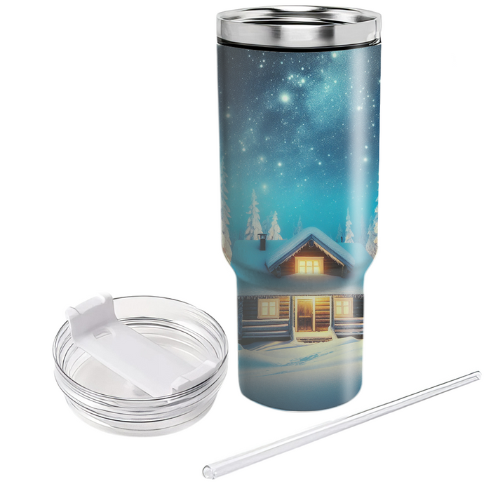 Winter Snowy Cabin Retreat  Personalized Tumblers