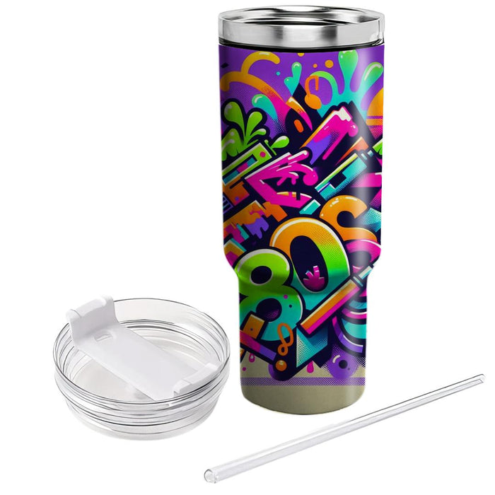 Bright 80s Graffiti  Unique Tumblers