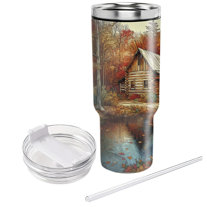 Autumn Cozy Cabin  Tumblers With Lids