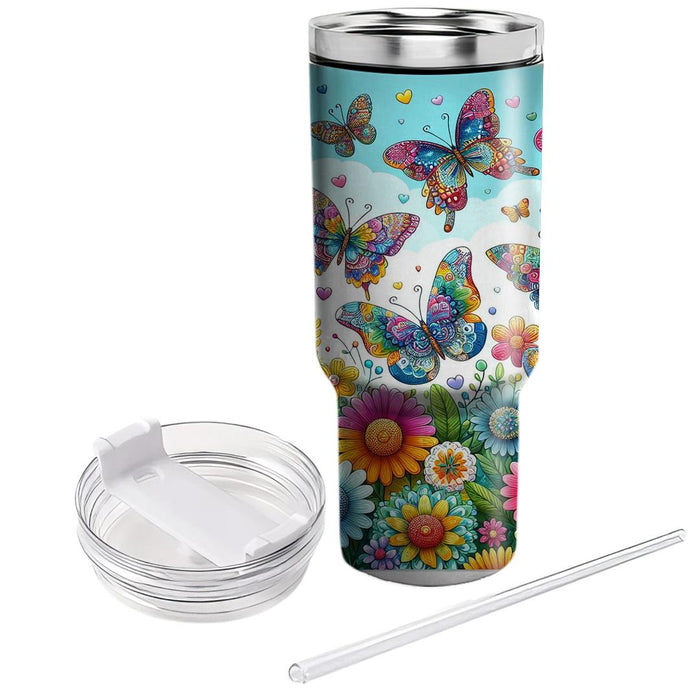 Floral Butterfly Dance  Unique Tumblers