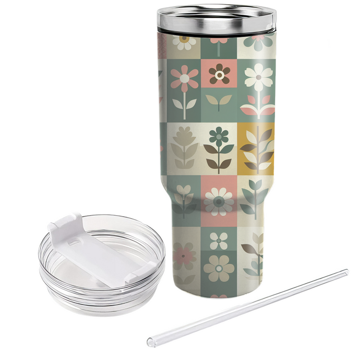 Retro Floral Patchwork Custom Tumblers