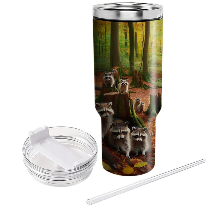 Woodland Raccoon Mischief  Personalized Tumblers