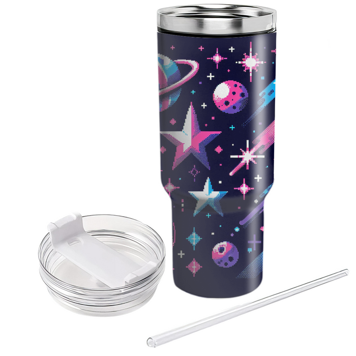 Retro Pixel Galaxy  Tumbler Cups