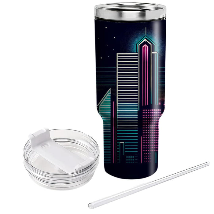 Synthpop Skyline  Travel Tumblers