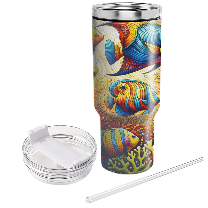 Colorful Tropical Fish Dance  Tumblers With Lids