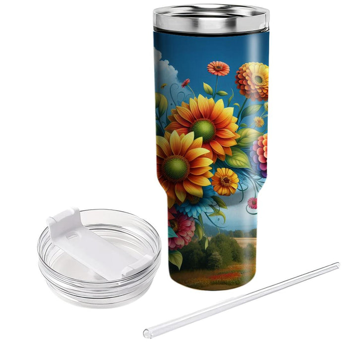 Bright Summer Floral Burst  Unique Tumblers