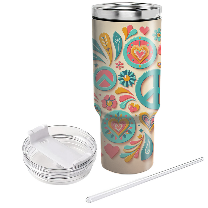 Retro Peace And Love  Custom Tumblers