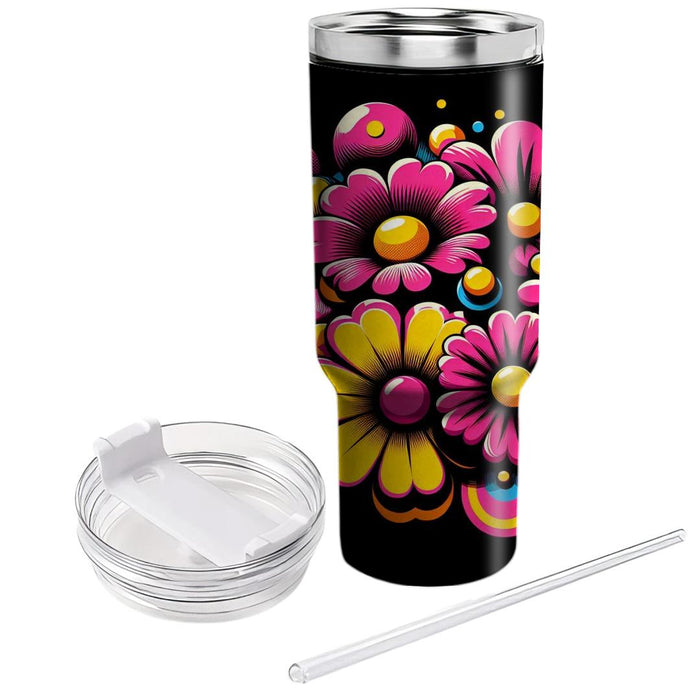 Vibrant Funky Flowers  Travel Tumblers