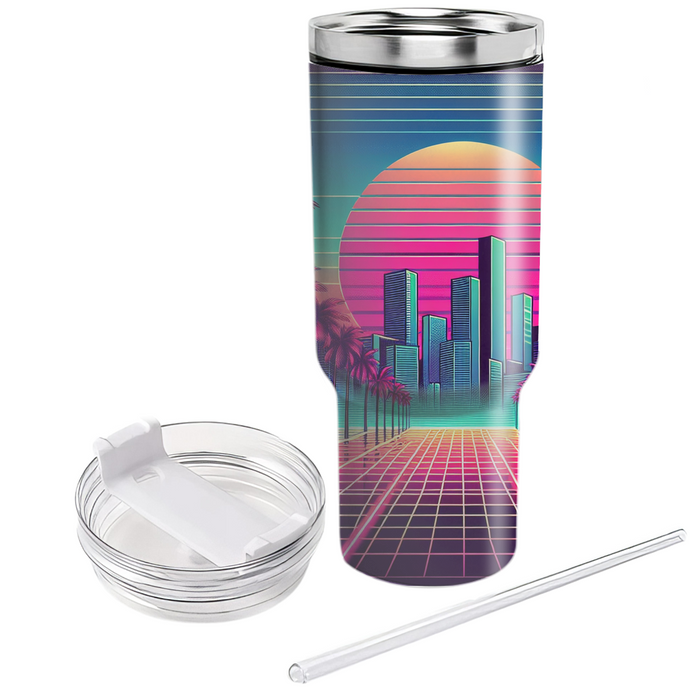 Vibrant Synthwave Landscape  Personalized Tumblers