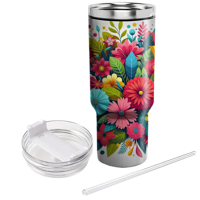 Bright Floral Explosion  Tumblers With Lids