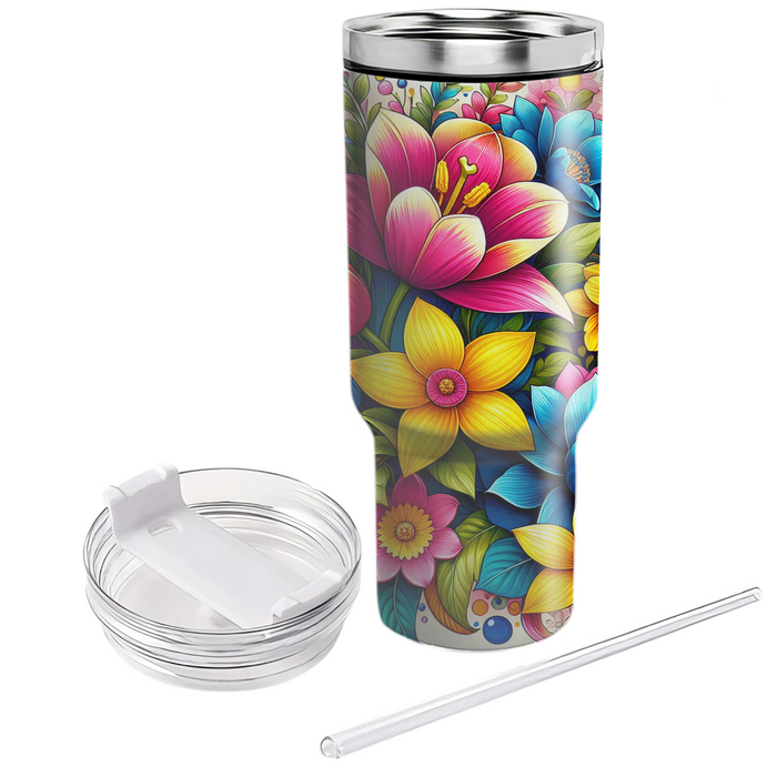 Spring Floral Burst  Personalized Tumblers