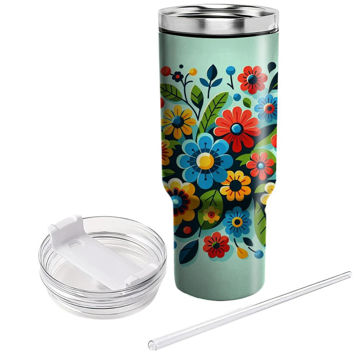 Vivid Floral Patchwork  Tumblers With Lids