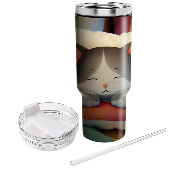 Whimsical Cat Nap  Tumbler Cups