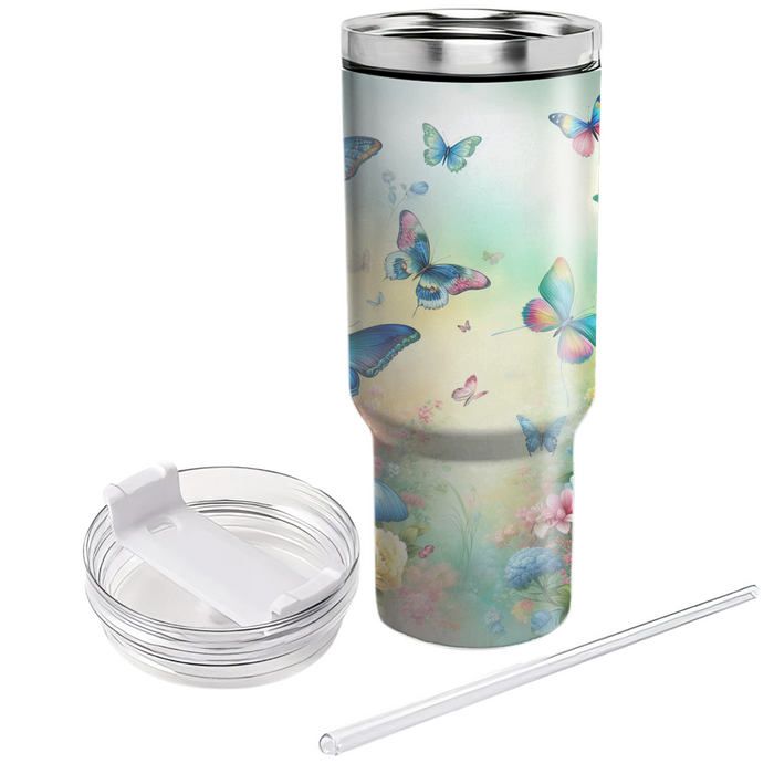 Vibrant Garden Butterfly  Tumblers With Lids