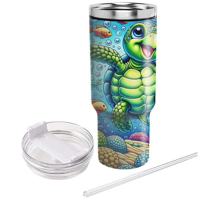 Whimsical Turtle Adventure  Personalized Tumblers