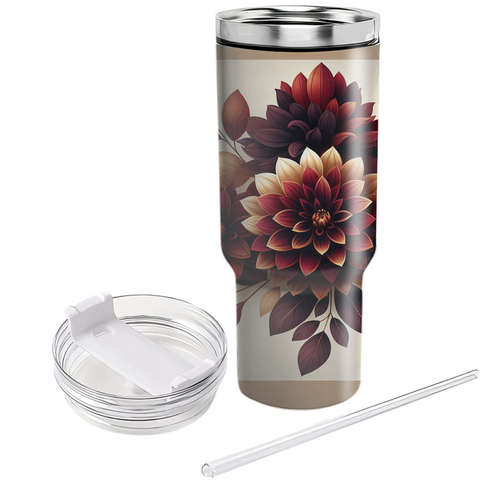 Autumn Dahlia Elegance  Tumblers With Lids