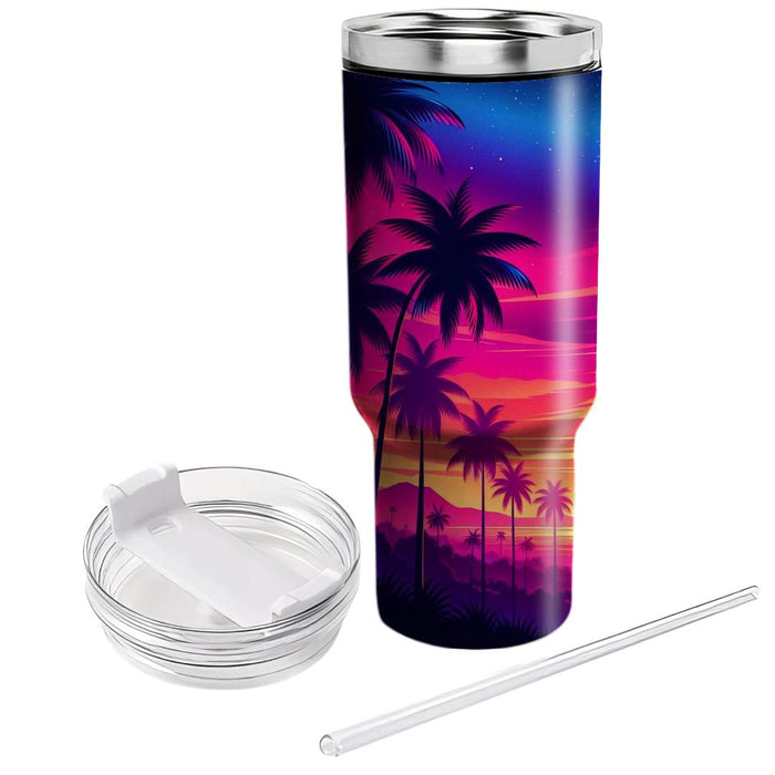 Retro Neon Landscape  Tumbler Cups