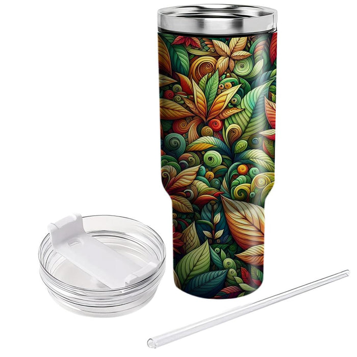 Artistic Kaleidoscope Leaves  Travel Tumblers