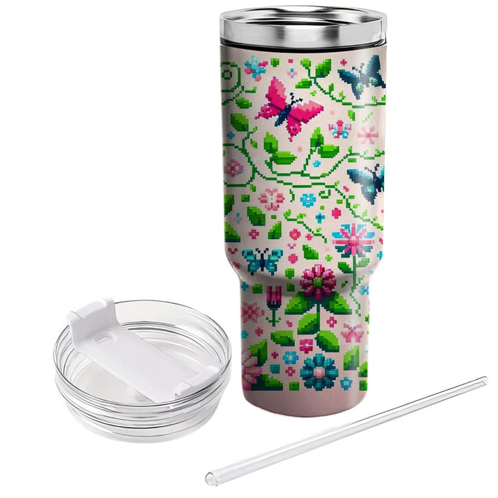 Retro Pixel Garden  Unique Tumblers