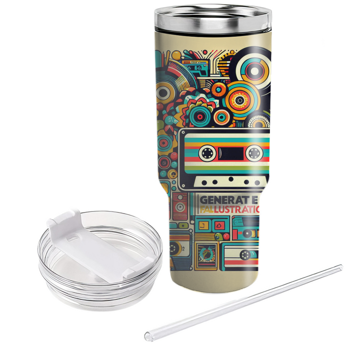 Vibrant Retro Collage Tumblers With Lids