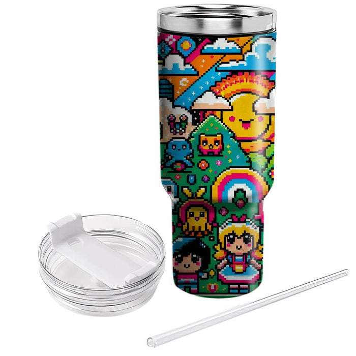 Retro Pixel World  Personalized Tumblers