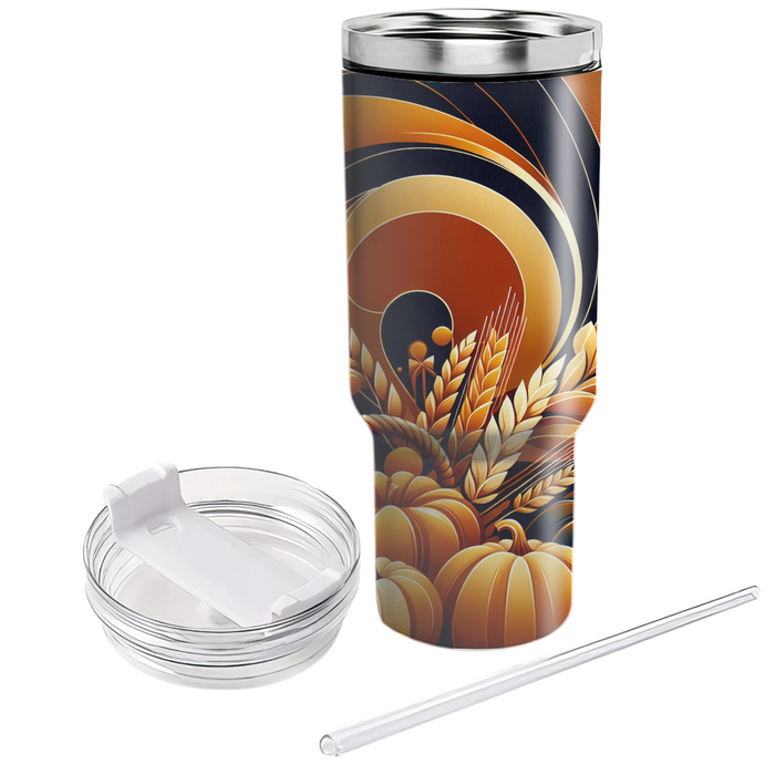 Abstract Harvest Gathering Tumblers With Lids