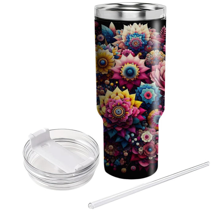 Floral Kaleidoscope  Tumbler Cups