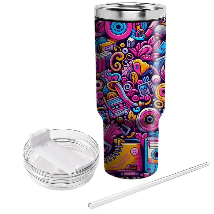 Whimsical 80s Doodles  Travel Tumblers