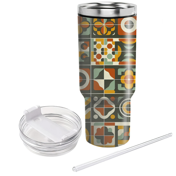 Retro Groovy Tiles Tumblers With Lids