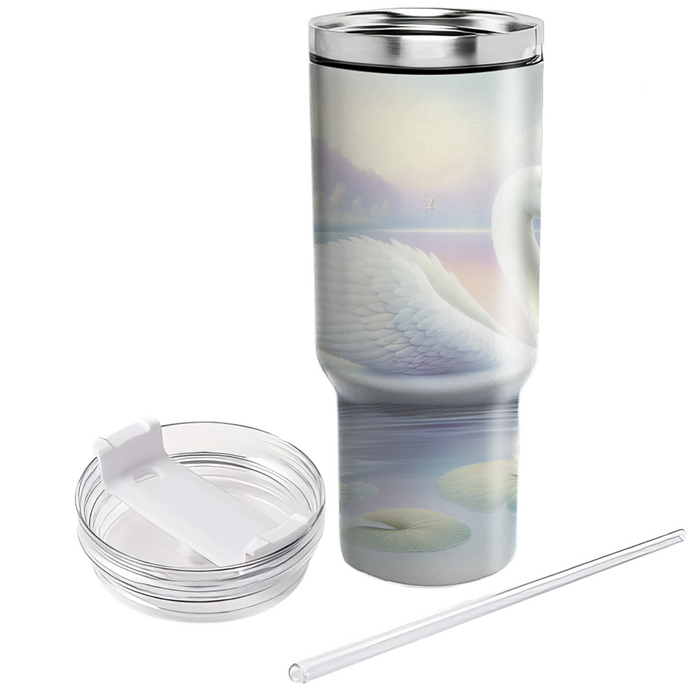 Serene Swan Reflection  Personalized Tumblers