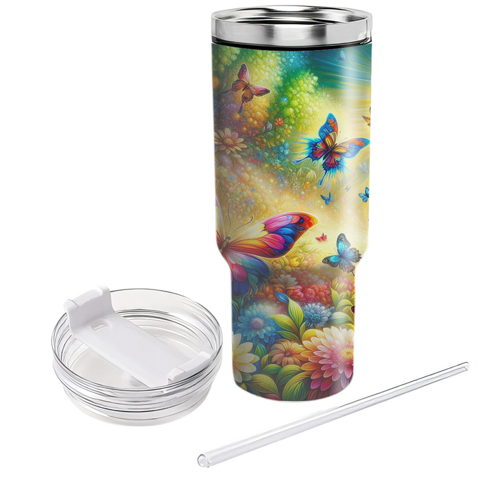 Radiant Butterfly Garden  Tumblers With Lids