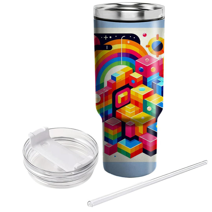 Vivid Rainbow Blocks  Custom Tumblers