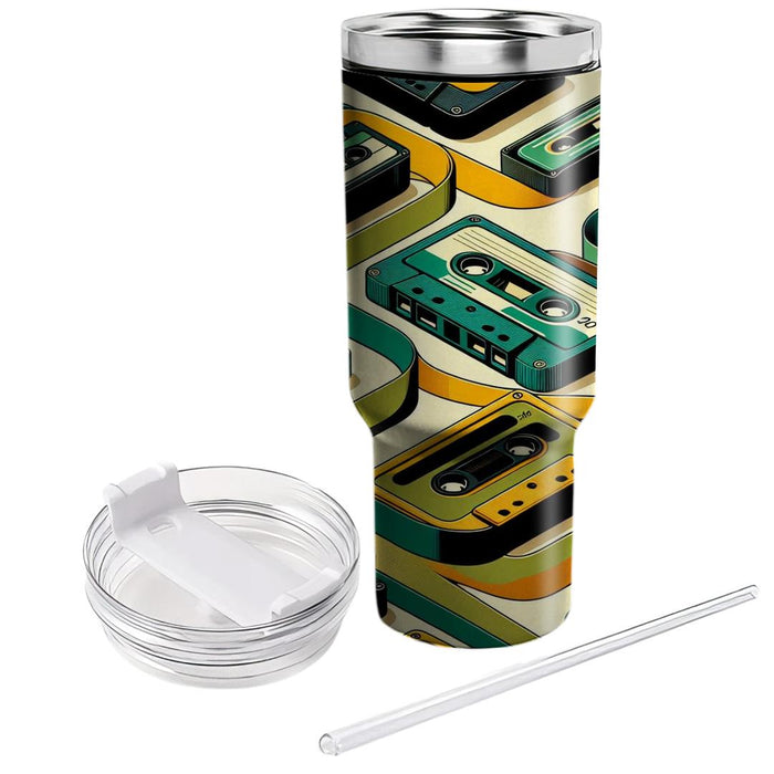 Vintage Cassette Wave  Tumblers With Lids